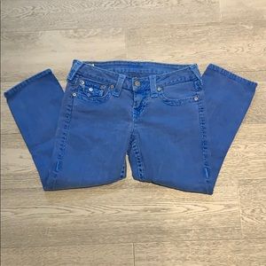 True Religion Cropped Light Blue Skinny Jeans